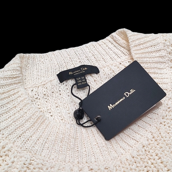 Massimo Dutti Sweaters - Women's Sweater MASSIMO DUTTI Purl Knit Linen & Cotton, Color Ivory, Size XS